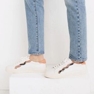 Madewell Unisex Sidewalk Low-Top Snake Embossed Leather Sneakers Sz 8W  6.5M